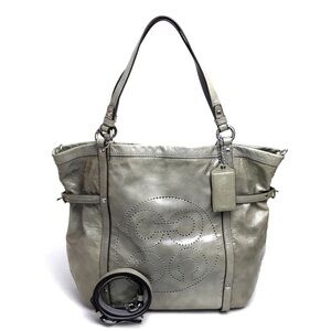 COACH Patent Leather Andy Cinch Tote Shoulder Bag – Gray/Silver